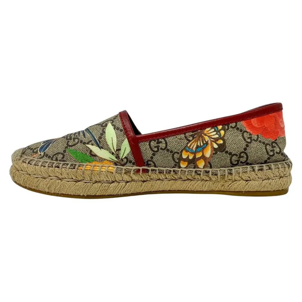 Gucci Tian GG Supreme Floral Bird Espadrilles Size 36 Flats